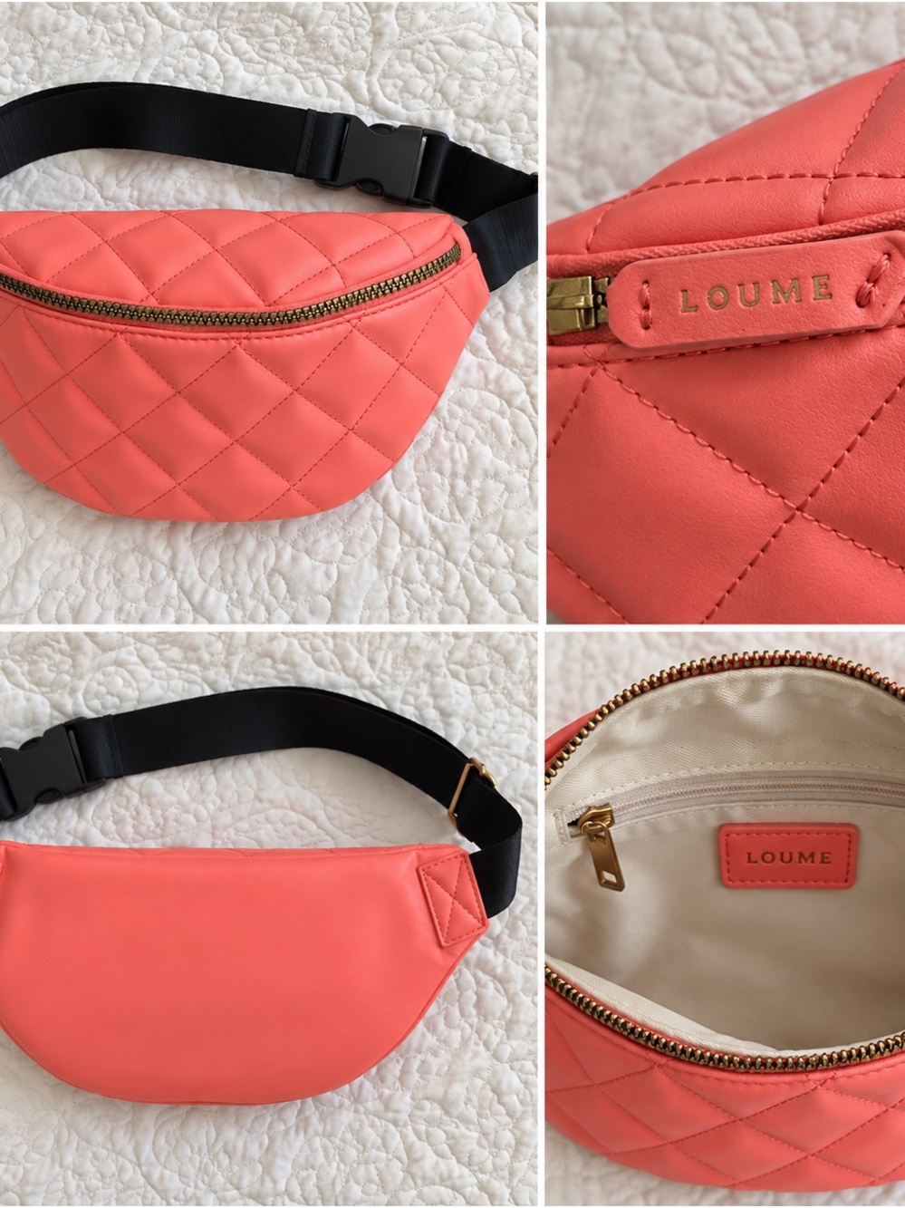 Coral Quilted Crossbody Belt Bag